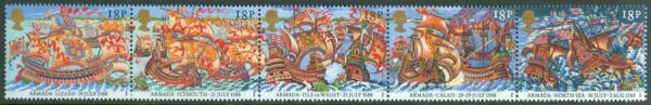 England - M 1155-1159 ¤00-årsminnet av spanska flottans undergång, 5-strip kpl **