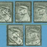 Polen – M  294-297 Józef Piłsudski (1867-1935), marskalk och politiker, 5 kpl stpl, kt