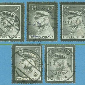 Polen – M  294-297 Józef Piłsudski (1867-1935), marskalk och politiker, 5 kpl stpl, kt
