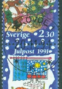 F 1715SX Julpost 1991. Lyx SKÖVDE 20.11.91  (R/Vg)
