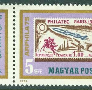 Ungern – M 3043 A Zf Internationell frimärksutställning ARPHILA 75, Paris, 1 + Zf kpl **