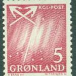 Grönland – F   48 Norrsken, 5 öre vinröd **