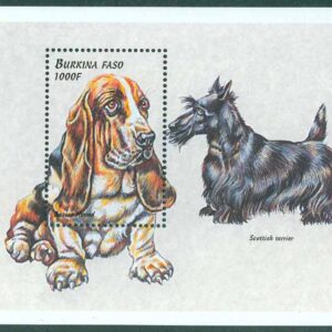 Burkina Faso – M 1693 (BL 196) Hundraser, Yorkshire-terrier och bassett, block **