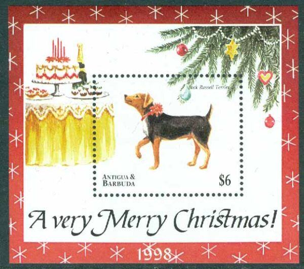 Antigua & Barbuda - M 2860 (BL 415) Hundraser, Jack-Russell-Terrier, block **