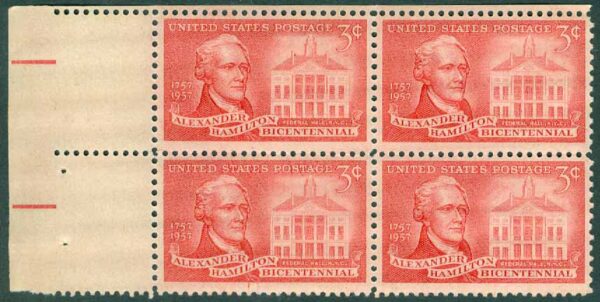 USA - M  708 A. Hamilton (1755-1804), Politiker; Federal Hall, New York, 4-block kpl **