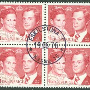 F  969BB Kungabröllop. Fyrblock stpl ESKILSTUNA 19.06.76 (D/Söd)