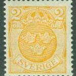 Sverige – F   72cz Lilla Riksvapnet 2 öre vm våglinjer + KPV **
