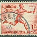 Deutsches Reich – M  613 OS i Berlin 1936, fackellöpare, 12 + 6 Pf stpl