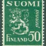 Finland – F  180 m/30 Lejontyp, 50 penni grön **