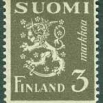 Finland – F  338 m/30 Lejontyp, 3 Mk grå **