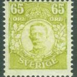 Sverige – F   93 Gustaf V i medaljong 65 öre **