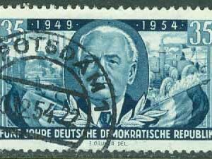 DDR – M  444 DDR 5 år, Wilhelm Pieck, förste presidenten i DDR, 35 Pf stpl