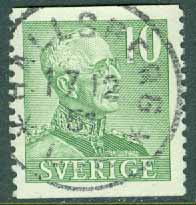 F  273 Gustaf V 10 öre. Prakt HALLSBERG 17.12.51  (T/Nä)