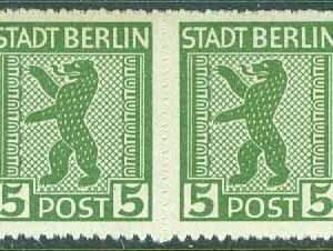 Berlin och Brandenburg – M    1 A Berlinbjörn, sågtandat fyrstrip, 5 Pf **