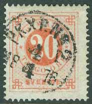 F   22 Ringtyp 20 öre t. 14. PKXP No 2 1.4 1876