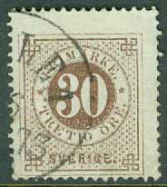 F   25 Ringtyp 30 öre t. 14. (LU)LEÅ 1873