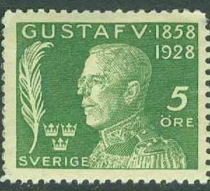 Sverige – F  226 Gustaf V 70 år, plåtskarv, 5 öre *, kht
