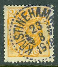 F  72bcz Lilla Riksvapnet 2 öre vm \ + KPV. KRISTINEHAMN 23.8 1918  (S/Vär)