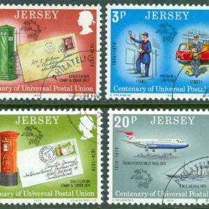 Jersey – M   99-102 Världspostföreningen UPU 100 år, 4 kpl stpl