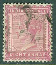 Indien – M   39 Drottning Victoria, 8 A stpl