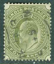 Indien – M   61 Kung Edward VII, 4 A stpl