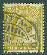Indien – M   62 Kung Edward VII, 6 A stpl
