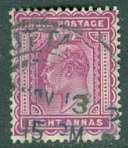 Indien – M   63 Kung Edward VII, 8 A stpl