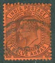 Indien – M   64 Kung Edward VII, 12 A stpl