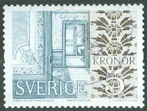 F 3071 Världsarvet 9 – Hälsingegårdar, 5 kr stpl