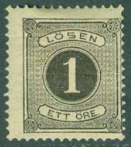 Sverige – F L 11 Lösen t. 13, 1 öre svart *