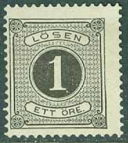 Sverige – F L 11 Lösen t. 13, 1 öre svart ost ug