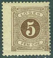 Sverige – F L 13 Lösen t. 13, 5 öre brun **