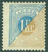 Sverige – F L  20 Lösen t. 13. 1 kr blå/brun *