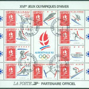 Frankrike - M 2883-2888 (BL 12) OS i Albertville 1992, block kpl stpl