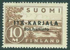 Öst-Karelen – F    7 Svart påtryck på Finland 160 II, 10 Mk **