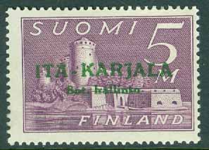 Öst-Karelen – F   13 Grönt påtryck på Finland 159, 5 Mk *