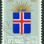 Island – F  368 Republikens 25-årsdag, 25 kr stpl