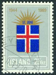 Island – F 368 Republikens 25-årsdag, 25 kr stpl