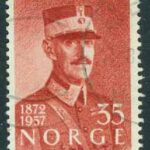 Norge – F  449 Kung Haako VII 85 år, 35 öre stpl