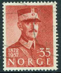 Norge – F 449 Kung Haako VII 85 år, 35 öre stpl