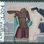 Litauen – M 1373 Badet (1932); målning av Stasys Ušinskas, 1.20€ stpl