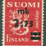 Finland – F  233 Lejontyp m/30, 2.75 på 2 mk röd  stpl