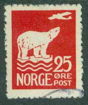 Norge – F  157 Isbjörn och flyg, 25 öre stpl