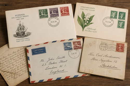 FDC, förstadagsbrev och äldre brev för samlare