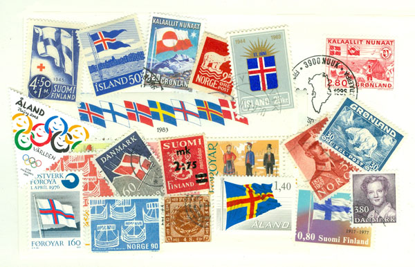 Nordiska frimärken från Sverige, Norge, Danmark, Finland och Island